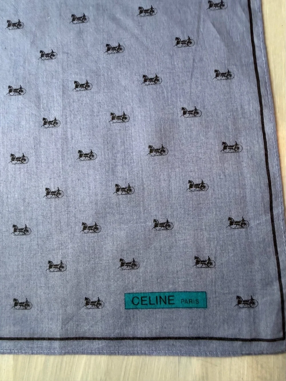 Celine Paris periwinkle blue purple all-over iconic carriage micro print scarf